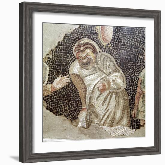 Detail from Roman mosaic of an actor wearing a comic mask, Pompeii, Italy. Artist: Unknown-Unknown-Framed Giclee Print