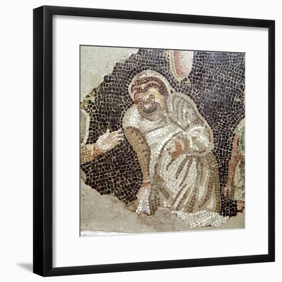 Detail from Roman mosaic of an actor wearing a comic mask, Pompeii, Italy. Artist: Unknown-Unknown-Framed Giclee Print
