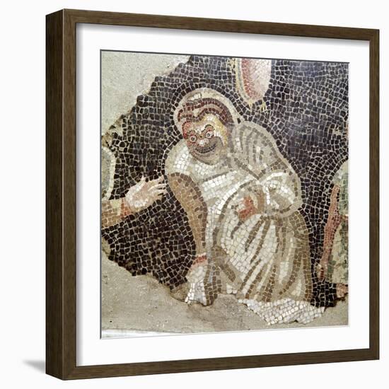 Detail from Roman mosaic of an actor wearing a comic mask, Pompeii, Italy. Artist: Unknown-Unknown-Framed Giclee Print