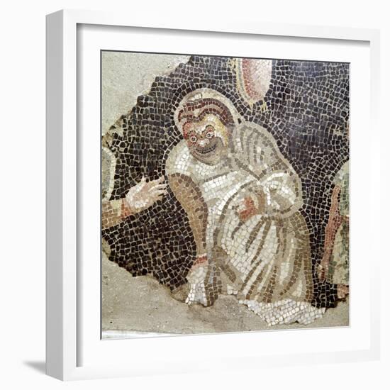 Detail from Roman mosaic of an actor wearing a comic mask, Pompeii, Italy. Artist: Unknown-Unknown-Framed Giclee Print