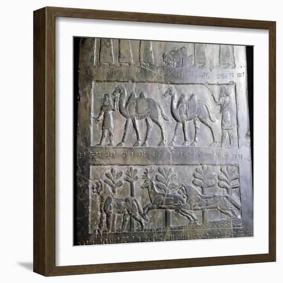 Detail from the black obelisk of King Shalmaneser III, Assyrian, Nimrud, Iraq, c825 BC-Werner Forman-Framed Giclee Print