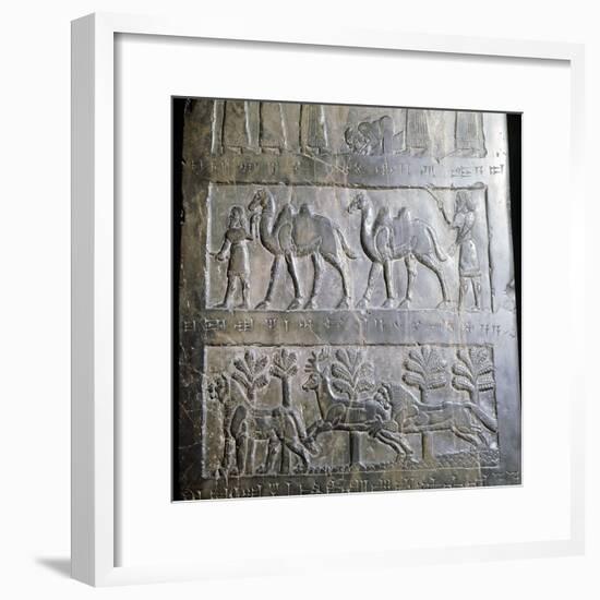 Detail from the black obelisk of King Shalmaneser III, Assyrian, Nimrud, Iraq, c825 BC-Werner Forman-Framed Giclee Print