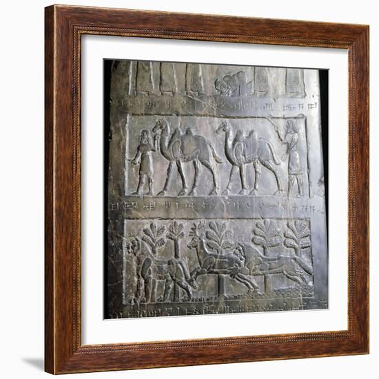 Detail from the black obelisk of King Shalmaneser III, Assyrian, Nimrud, Iraq, c825 BC-Werner Forman-Framed Giclee Print