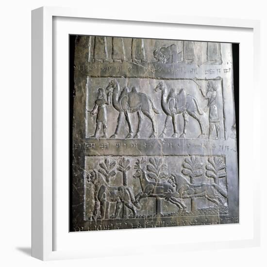 Detail from the black obelisk of King Shalmaneser III, Assyrian, Nimrud, Iraq, c825 BC-Werner Forman-Framed Giclee Print