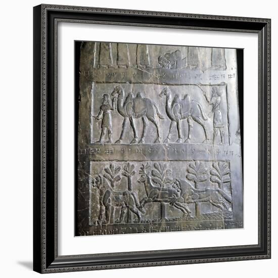 Detail from the black obelisk of King Shalmaneser III, Assyrian, Nimrud, Iraq, c825 BC-Werner Forman-Framed Giclee Print