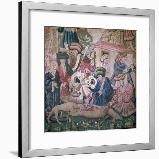 Detail from the Devonshire Hunting Tapestries, 15th century. Artist: Unknown-Unknown-Framed Giclee Print