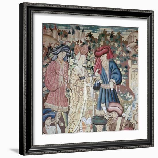 Detail from the Devonshire Hunting Tapestries, 15th Century-CM Dixon-Framed Giclee Print