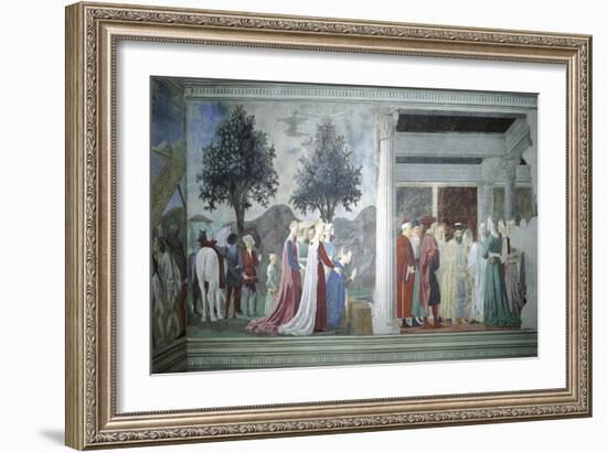 Detail from the Legend of the True Cross Showing Adoration of Sacred Wood-Piero della Francesca-Framed Giclee Print