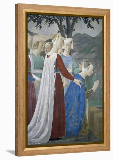 Detail from the Legend of the True Cross Showing Queen of Sheba in Adoration of Tree of Cross-Piero della Francesca-Framed Premier Image Canvas