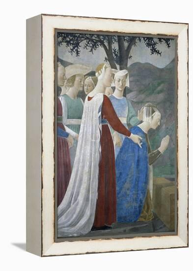 Detail from the Legend of the True Cross Showing Queen of Sheba in Adoration of Tree of Cross-Piero della Francesca-Framed Premier Image Canvas