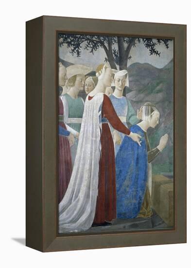 Detail from the Legend of the True Cross Showing Queen of Sheba in Adoration of Tree of Cross-Piero della Francesca-Framed Premier Image Canvas