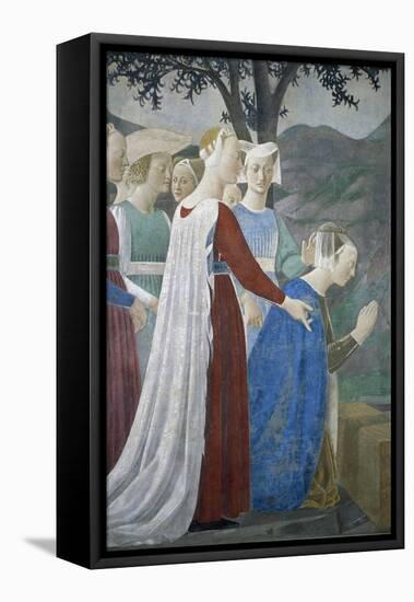 Detail from the Legend of the True Cross Showing Queen of Sheba in Adoration of Tree of Cross-Piero della Francesca-Framed Premier Image Canvas