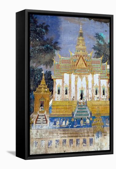 Detail from the Reamker Murals (Khmer Version of the Ramayana), Royal Palace, Phnom Penh, Cambodia-Alex Robinson-Framed Premier Image Canvas