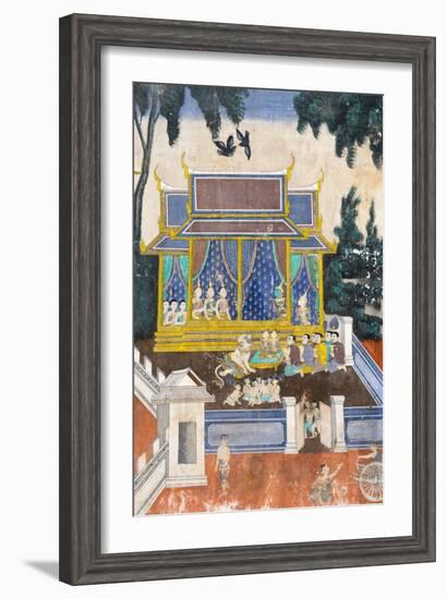 Detail from the Reamker Murals (Khmer Version of the Ramayana), Royal Palace, Phnom Penh, Cambodia-Alex Robinson-Framed Photographic Print