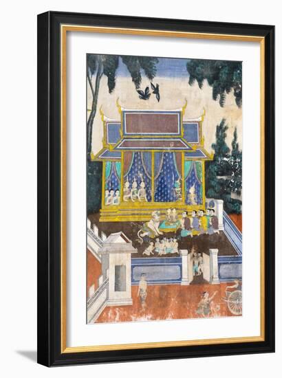 Detail from the Reamker Murals (Khmer Version of the Ramayana), Royal Palace, Phnom Penh, Cambodia-Alex Robinson-Framed Photographic Print