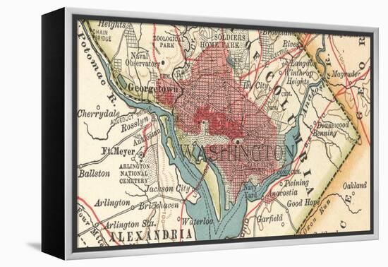 Detail Map of Washington (C. 1900), Maps-Encyclopaedia Britannica-Framed Stretched Canvas