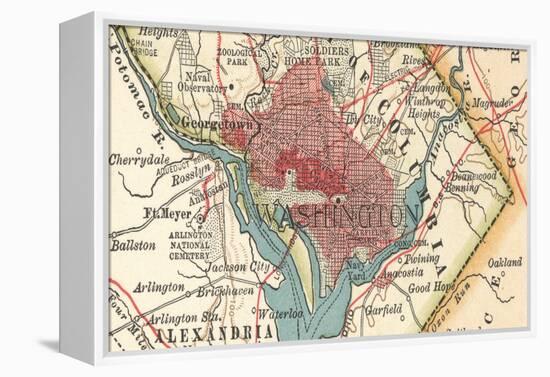 Detail Map of Washington (C. 1900), Maps-Encyclopaedia Britannica-Framed Stretched Canvas