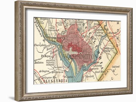 Detail Map of Washington (C. 1900), Maps-Encyclopaedia Britannica-Framed Art Print