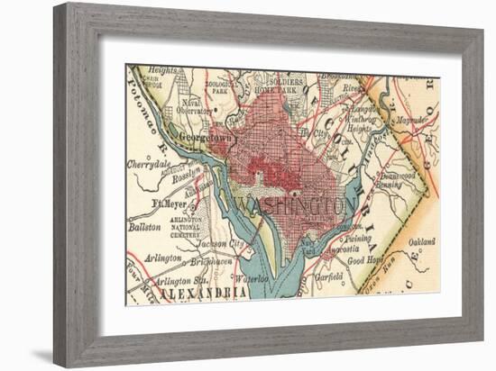 Detail Map of Washington (C. 1900), Maps-Encyclopaedia Britannica-Framed Art Print