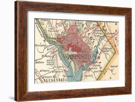 Detail Map of Washington (C. 1900), Maps-Encyclopaedia Britannica-Framed Art Print