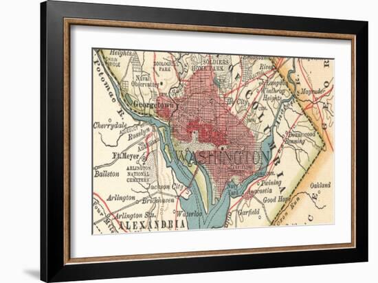 Detail Map of Washington (C. 1900), Maps-Encyclopaedia Britannica-Framed Art Print