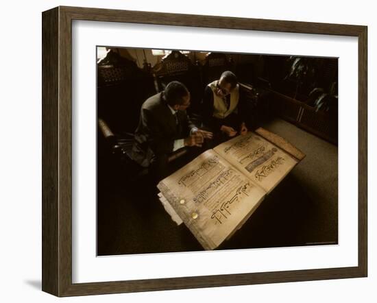 Detail of 13th Century Koran, Al Azhar Library, Egypt-Kenneth Garrett-Framed Photographic Print