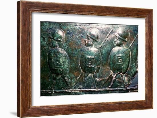 Detail of a bronze situala with Etruscan soldiers, 5th century BC. Artist: Unknown-Unknown-Framed Giclee Print