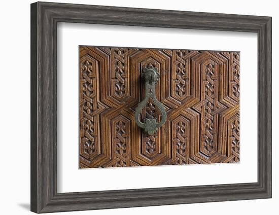 Detail of a Carved Wooden Door in the Musee De Marrakech, Marrakech, Morocco, North Africa, Africa-Martin Child-Framed Photographic Print