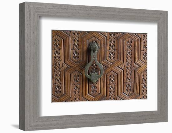 Detail of a Carved Wooden Door in the Musee De Marrakech, Marrakech, Morocco, North Africa, Africa-Martin Child-Framed Photographic Print