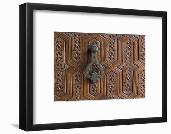 Detail of a Carved Wooden Door in the Musee De Marrakech, Marrakech, Morocco, North Africa, Africa-Martin Child-Framed Photographic Print