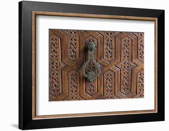 Detail of a Carved Wooden Door in the Musee De Marrakech, Marrakech, Morocco, North Africa, Africa-Martin Child-Framed Photographic Print