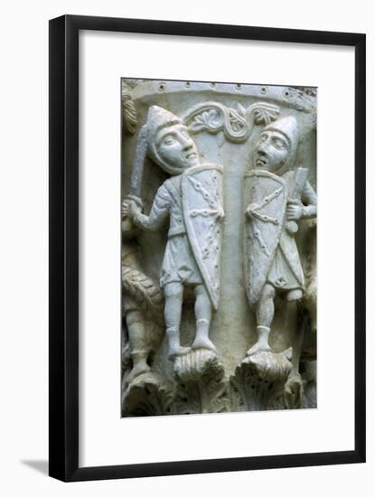 Detail of a column showing Norman Soldiers, 12th century. Artist: Unknown-Unknown-Framed Giclee Print