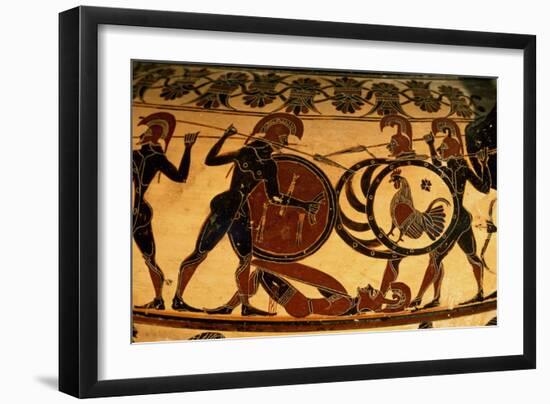 Detail of a Corinthian Vase Showing a Hoplite Battle, circa 600 BC-null-Framed Giclee Print