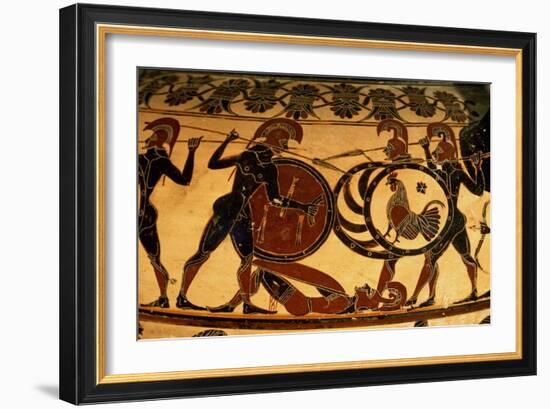 Detail of a Corinthian Vase Showing a Hoplite Battle, circa 600 BC-null-Framed Giclee Print