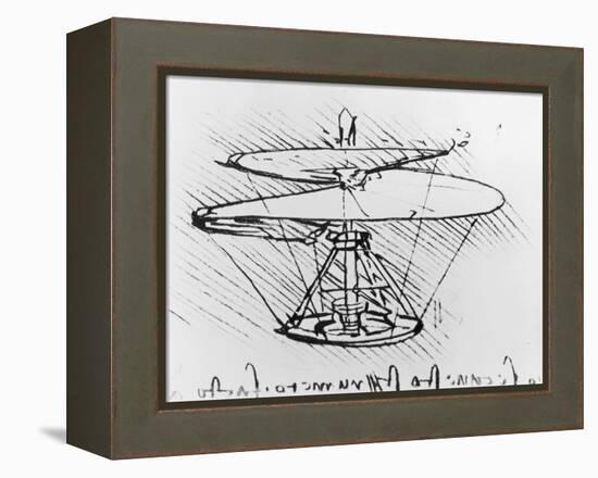 Detail of a Design For a Flying Machine, c.1488-Leonardo da Vinci-Framed Premier Image Canvas