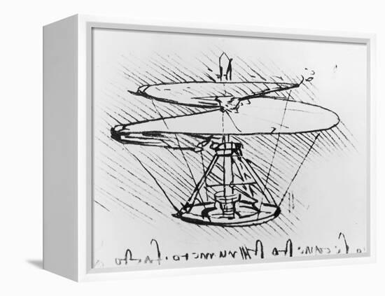 Detail of a Design For a Flying Machine, c.1488-Leonardo da Vinci-Framed Premier Image Canvas