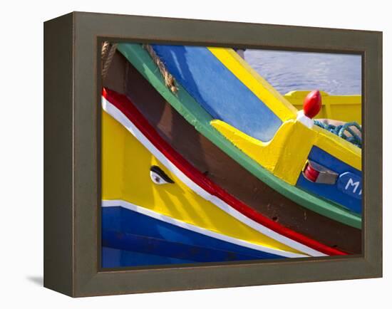 Detail of a Fishing Boat, St. Paul's Bay, Malta, Mediterranean, Europe-Nick Servian-Framed Premier Image Canvas