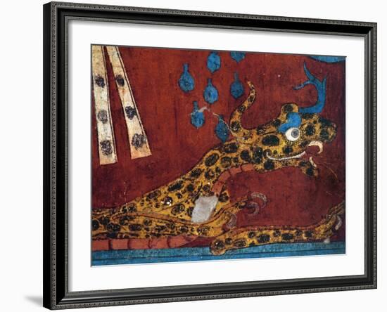 Detail of a Fresco Depicting the Head of a Snake. from the Archaeological Site in Cacaxtla-null-Framed Giclee Print