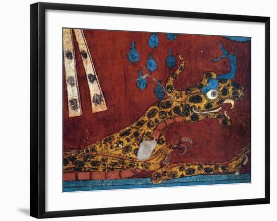 Detail of a Fresco Depicting the Head of a Snake. from the Archaeological Site in Cacaxtla-null-Framed Giclee Print