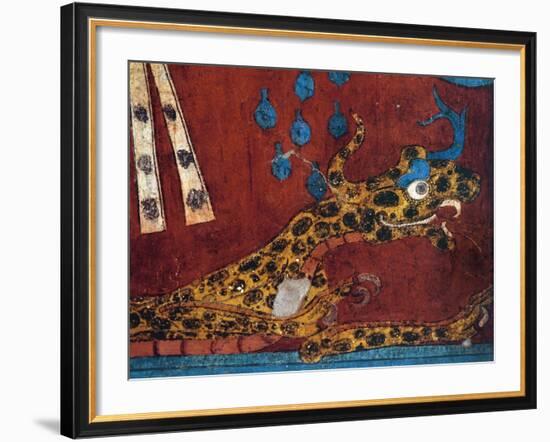 Detail of a Fresco Depicting the Head of a Snake. from the Archaeological Site in Cacaxtla-null-Framed Giclee Print