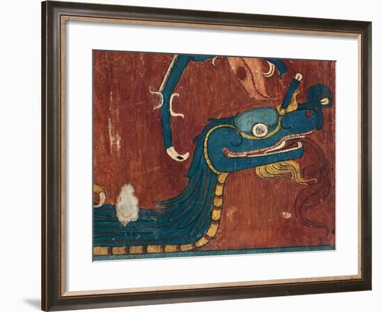 Detail of a Fresco Depicting the Head of a Snake. from the Archaeological Site in Cacaxtla-null-Framed Giclee Print