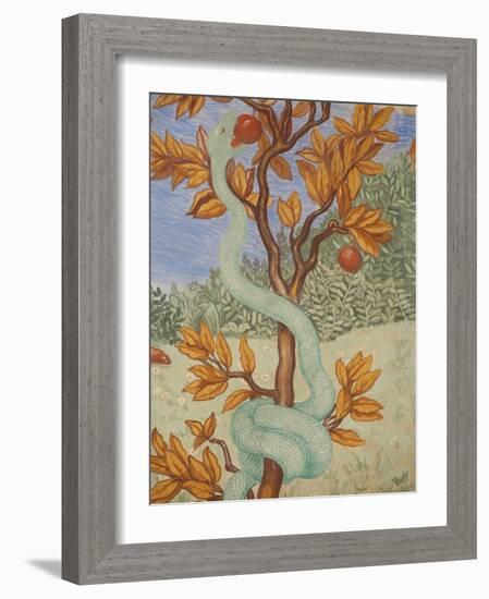 Detail of a Fresco Showing the Serpent in the Garden of Eden, Puteaux, Hauts De Seine-Godong-Framed Photographic Print