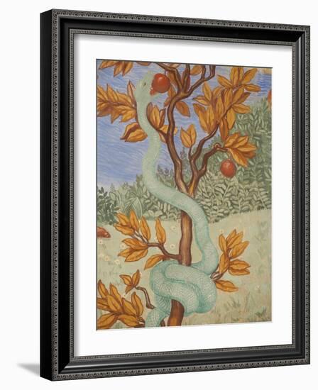 Detail of a Fresco Showing the Serpent in the Garden of Eden, Puteaux, Hauts De Seine-Godong-Framed Photographic Print