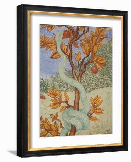 Detail of a Fresco Showing the Serpent in the Garden of Eden, Puteaux, Hauts De Seine-Godong-Framed Photographic Print