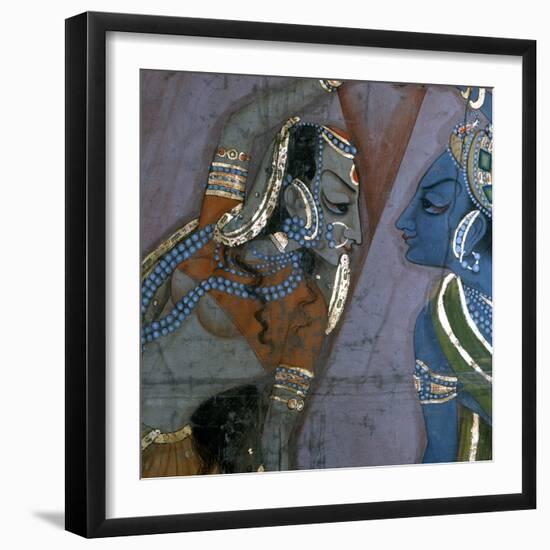 Detail of a Hindu wall hanging with scenes from the legend of Krishna, Indian, 19th century-Werner Forman-Framed Photographic Print