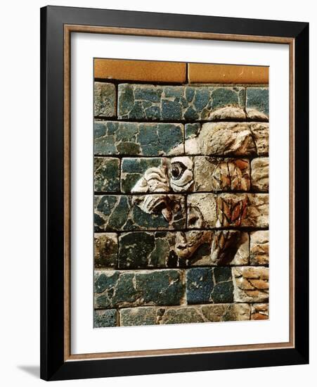 Detail of a lion, reconstruction of the Ishtar Gate, Babylon, Pergamon Museum, Berlin, Germany-Werner Forman-Framed Photographic Print