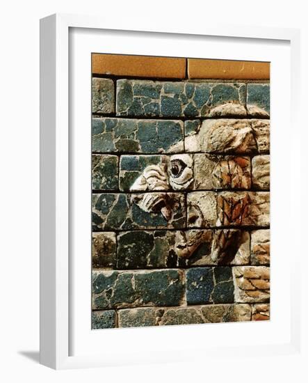 Detail of a lion, reconstruction of the Ishtar Gate, Babylon, Pergamon Museum, Berlin, Germany-Werner Forman-Framed Photographic Print