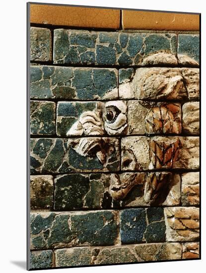 Detail of a lion, reconstruction of the Ishtar Gate, Babylon, Pergamon Museum, Berlin, Germany-Werner Forman-Mounted Photographic Print