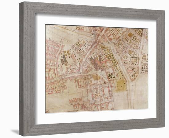 Detail of a Map of Paris Showing the Summit of Montagne Sainte-Genevieve, 1664-French-Framed Giclee Print
