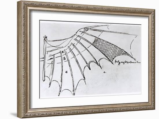 Detail of a Mechanical Wing, 1488-89-Leonardo da Vinci-Framed Giclee Print